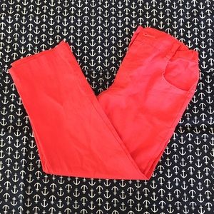 ⭐️ Hot Coral Elastic-Back Buttoned Cotton Pants